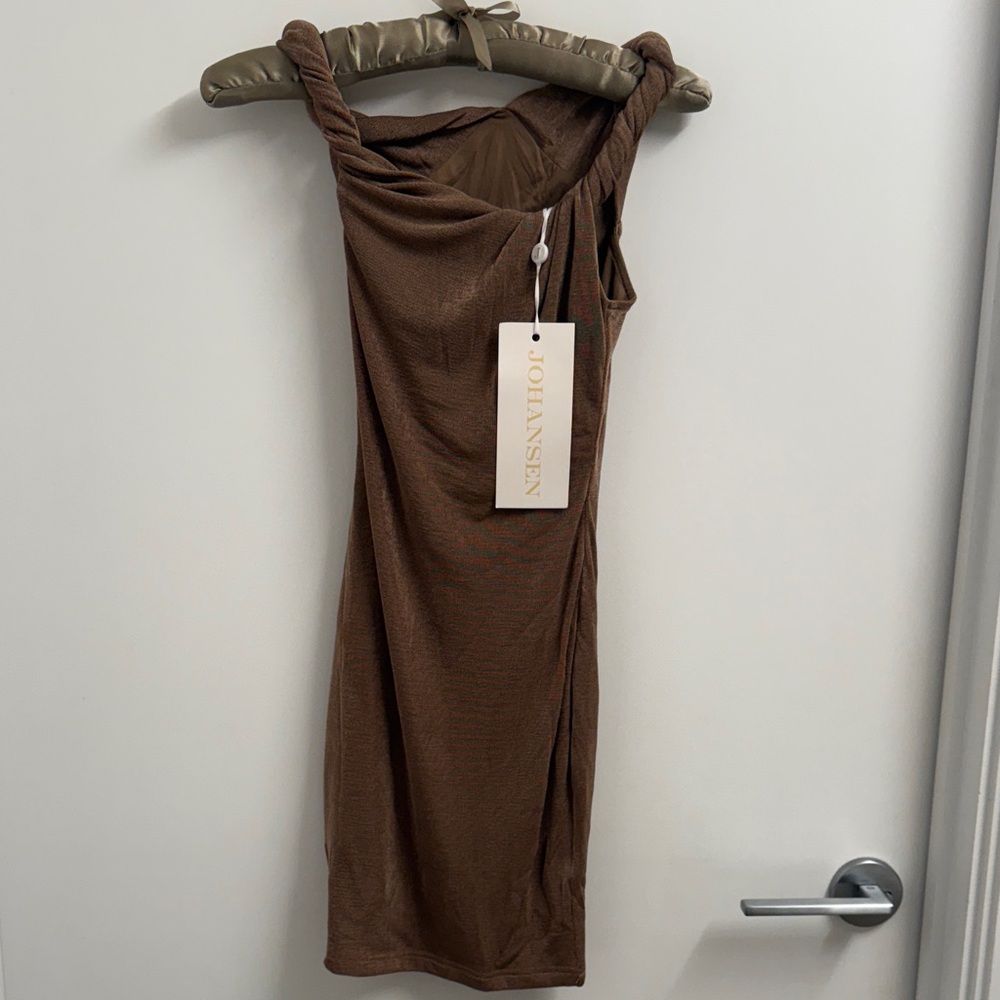 One Shoulder Brown Dress